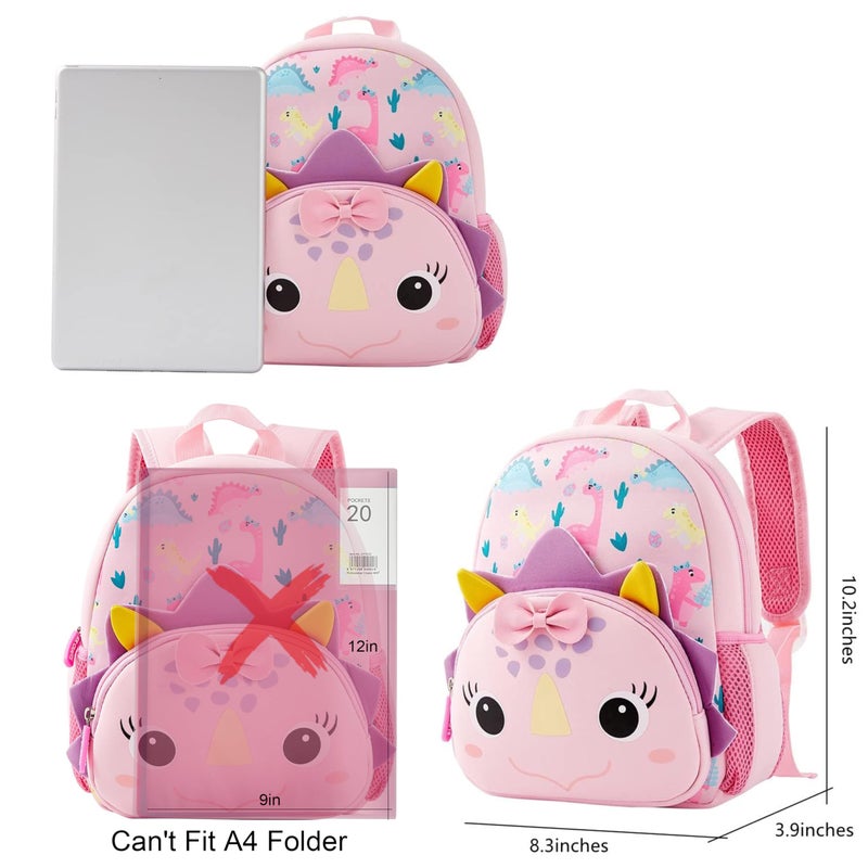 KK CRAFTS Preschool Backpack Toddler Neoprene Animal Schoolbag Lunch backpack for Kids Boys Girls(Dinosaur Girl) - Image 2