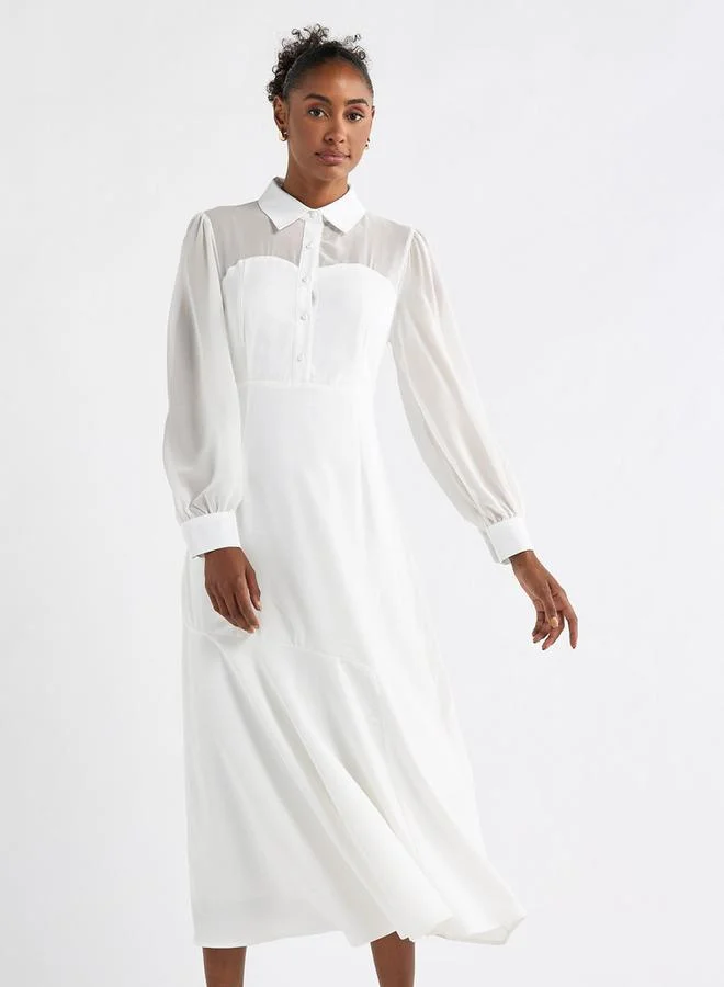 Splash FAV White Sheer Midi Dress