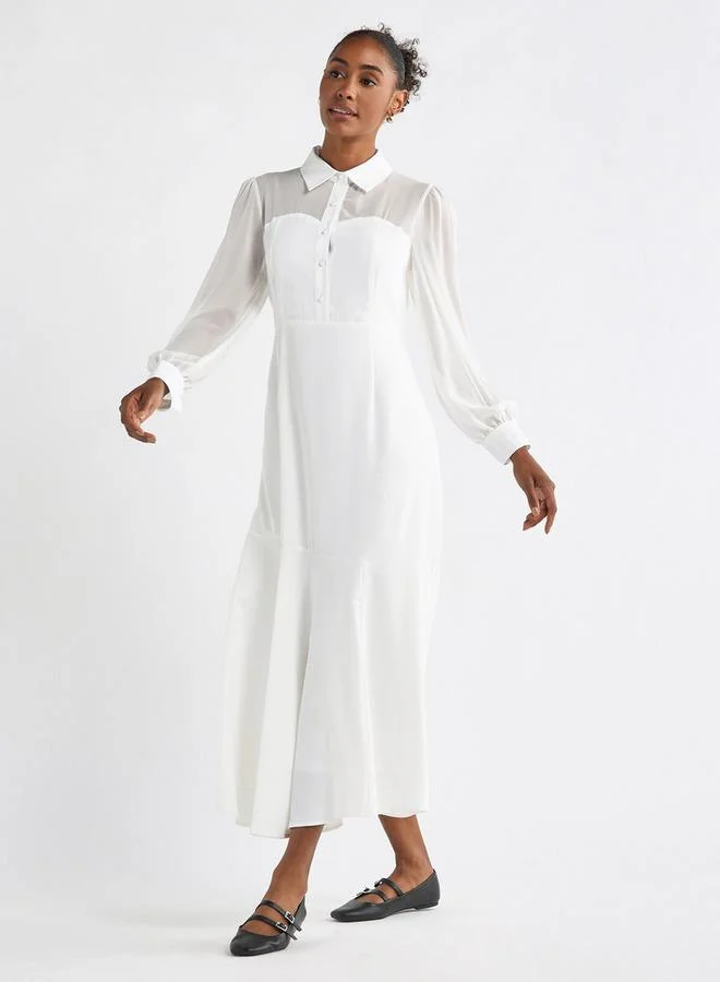 Splash FAV White Sheer Midi Dress