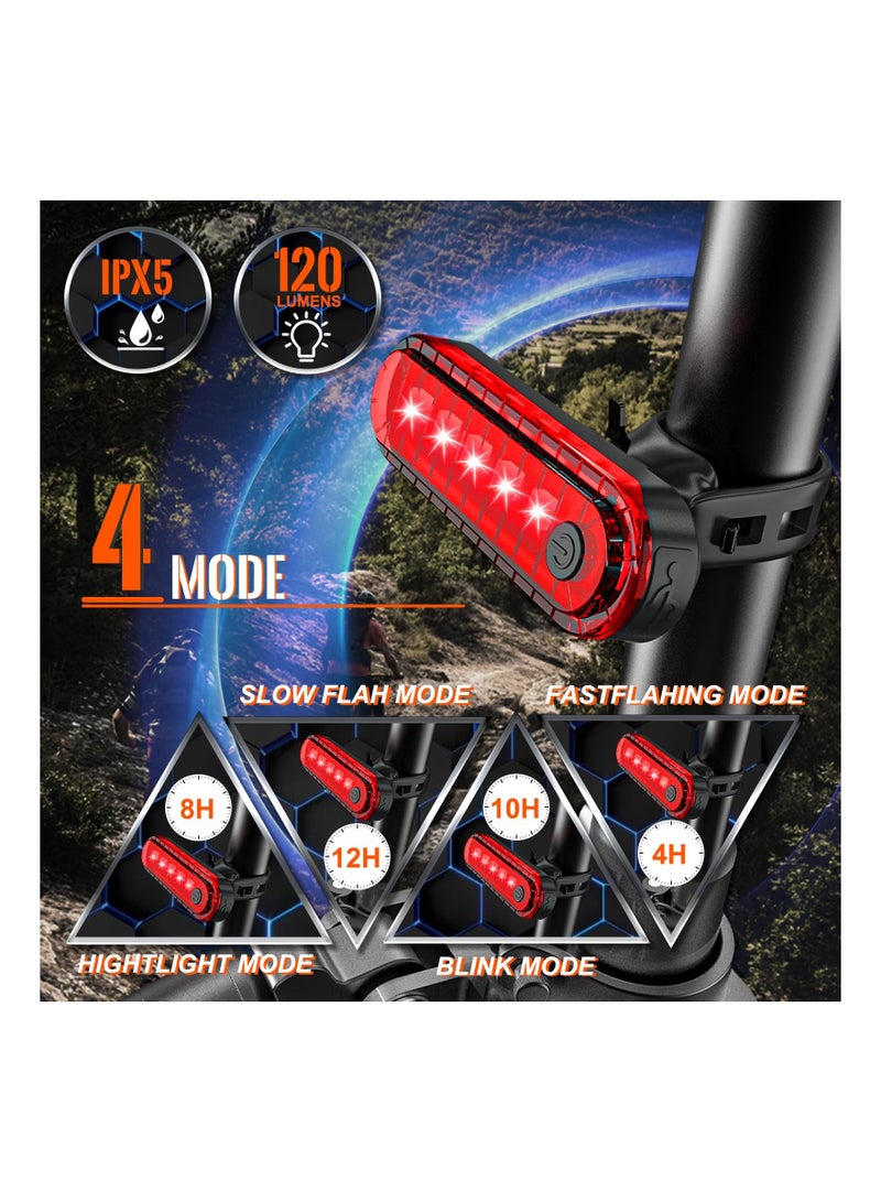 KASTWAVE Rechargeable Bike Lights With Electric Bel, Ultra Bright Bicycle Lights For Night Riding, Road Mountain Bike Accessories For Kids Adults - Bike Headlight With Horn And Tail Light  - Image 3
