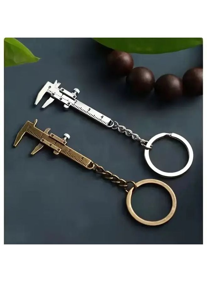 سلسلة مفاتيح من سبائك الزنك الفضية مع قلادة شريط قياس، أداة متينة ومحمولة للرجال - Image 5