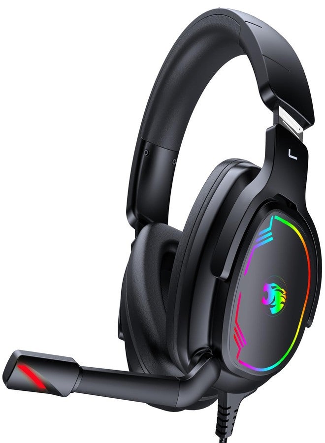 Jimonyer Gaming Headset for PC/PS4/PS5/Xbox One/Switch, Stereo Surround Sound Gaming Headphones with Noise Canceling Flexible Mic, Computer Headset with 3.5mm Jack & RGB Light(Black) - Image 1