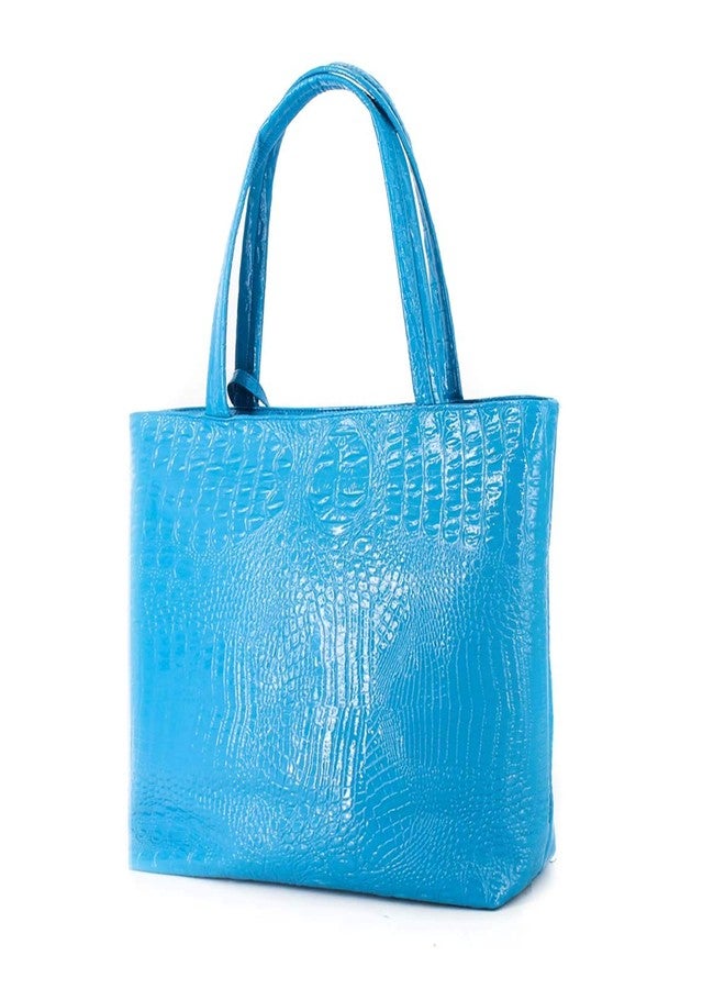 Valentoria Womens Crocodile Large Tote Handbag Purse Shoulder Bag Travel Satchel Handbag, A-lake Blue, Large - Image 5