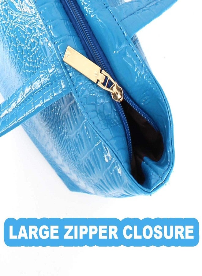 Valentoria Womens Crocodile Large Tote Handbag Purse Shoulder Bag Travel Satchel Handbag, A-lake Blue, Large - Image 4