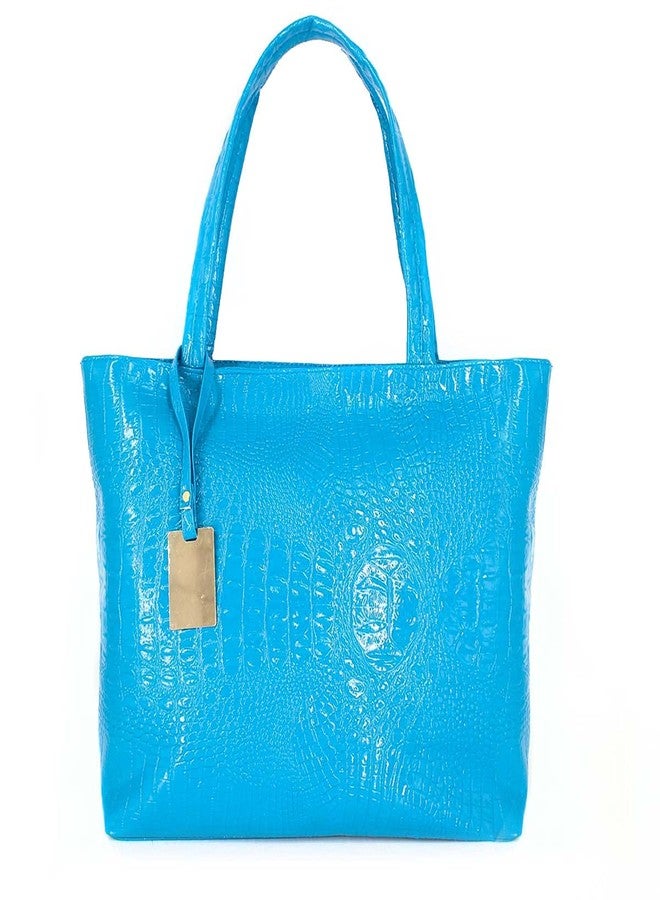 Valentoria Womens Crocodile Large Tote Handbag Purse Shoulder Bag Travel Satchel Handbag, A-lake Blue, Large - Image 1