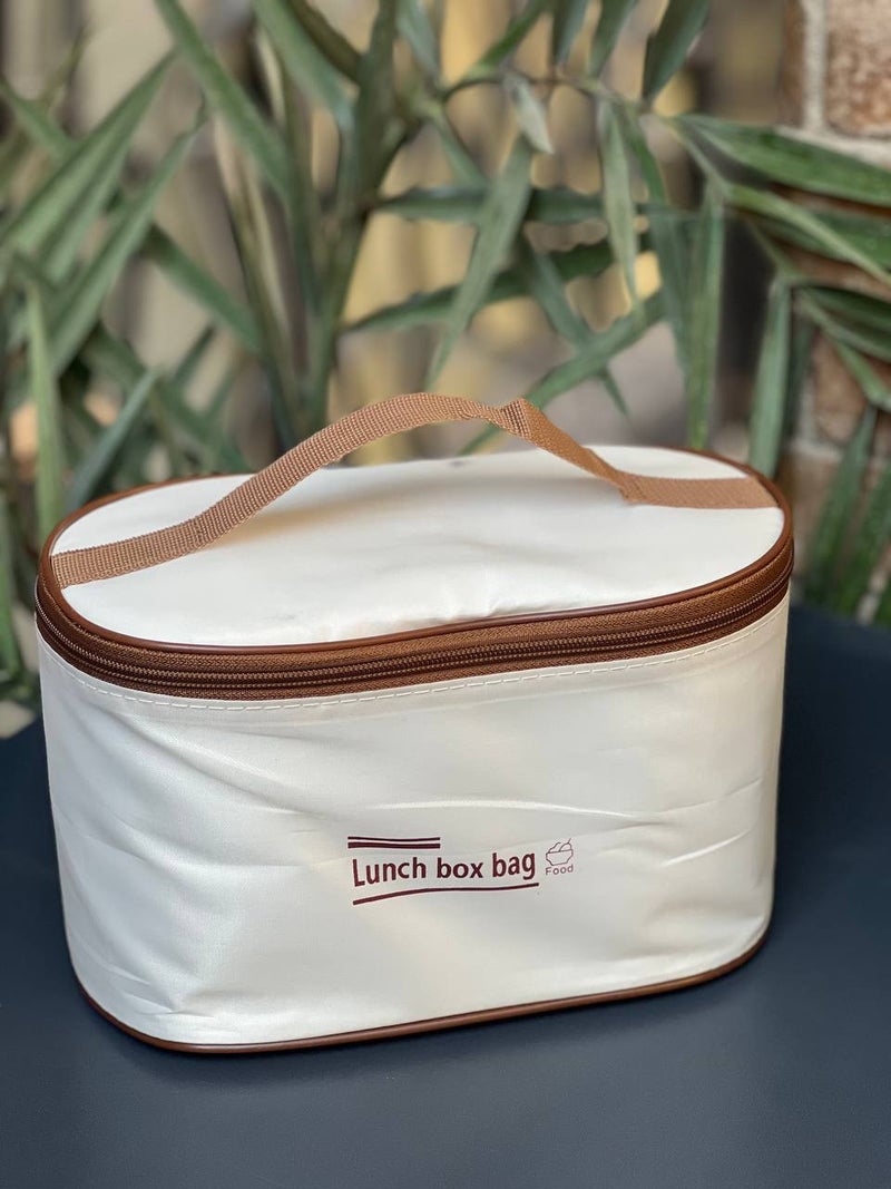 4-Piece Thermal Insulated Lunch Box Set with Travel Cooler Bag - 2x 420ml & 2x 550ml Containers, Beige - Image 4