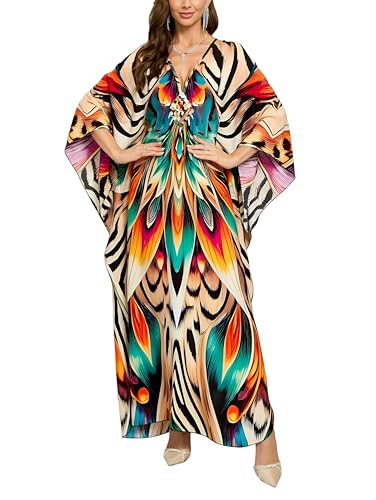 KEYLORTING Plus Size Kaftan Dress Women, African Moo Moo Print Caftan, Batwing Dress, Beach Cover Up for Party and Loungewear - Image 1