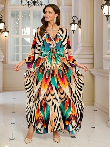KEYLORTING Plus Size Kaftan Dress Women, African Moo Moo Print Caftan, Batwing Dress, Beach Cover Up for Party and Loungewear - Image 4