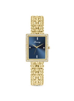 Gold bracelet with navy dial