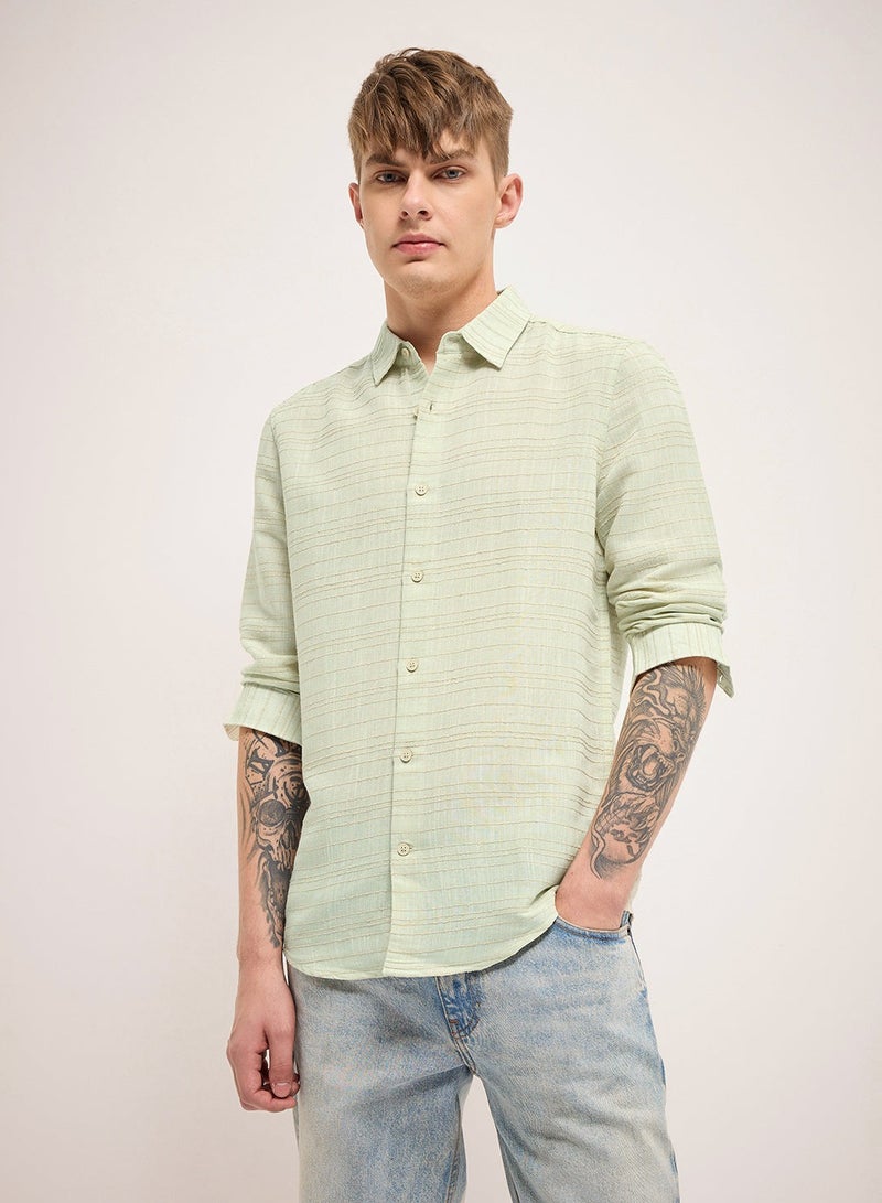 THE BEAR HOUSE Cotton Shirt for Men | Long Sleeve, Casual or Formal Button-Down | Soft, Breathable Fabric for Work, Everyday, & All-Season Wear in Stylish - Image 1