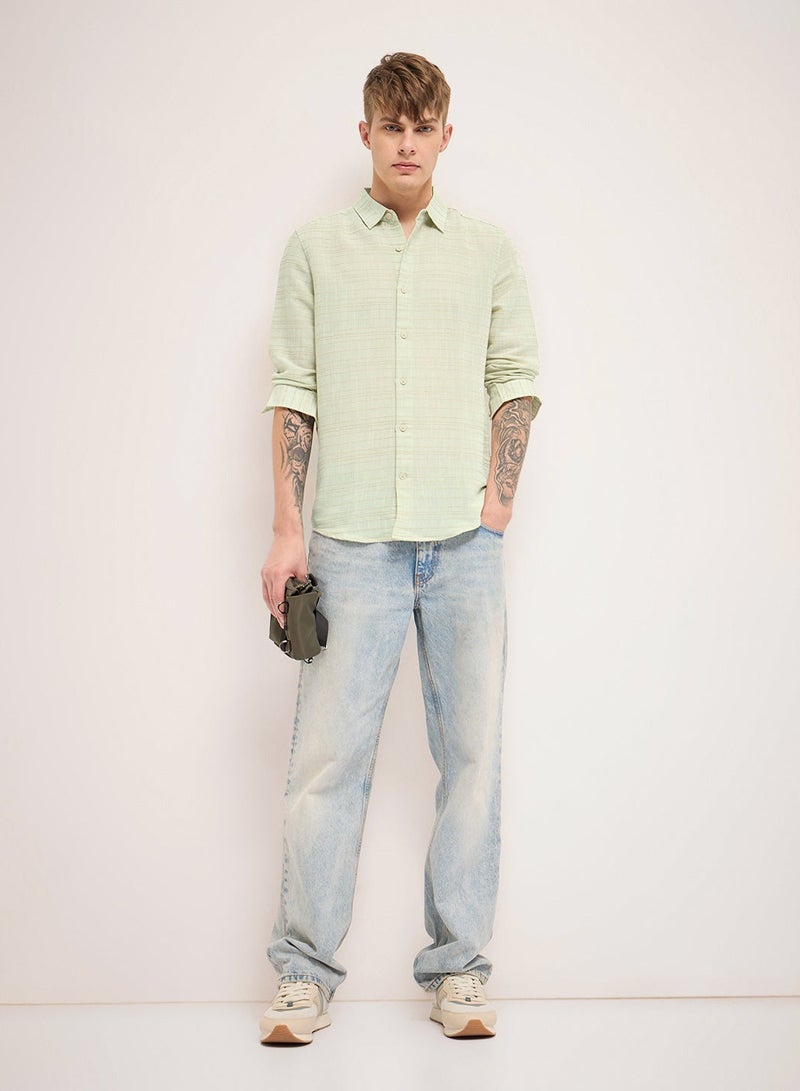 THE BEAR HOUSE Cotton Shirt for Men | Long Sleeve, Casual or Formal Button-Down | Soft, Breathable Fabric for Work, Everyday, & All-Season Wear in Stylish - Image 2