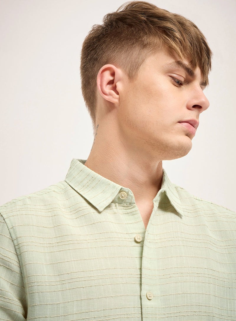 THE BEAR HOUSE Cotton Shirt for Men | Long Sleeve, Casual or Formal Button-Down | Soft, Breathable Fabric for Work, Everyday, & All-Season Wear in Stylish - Image 3