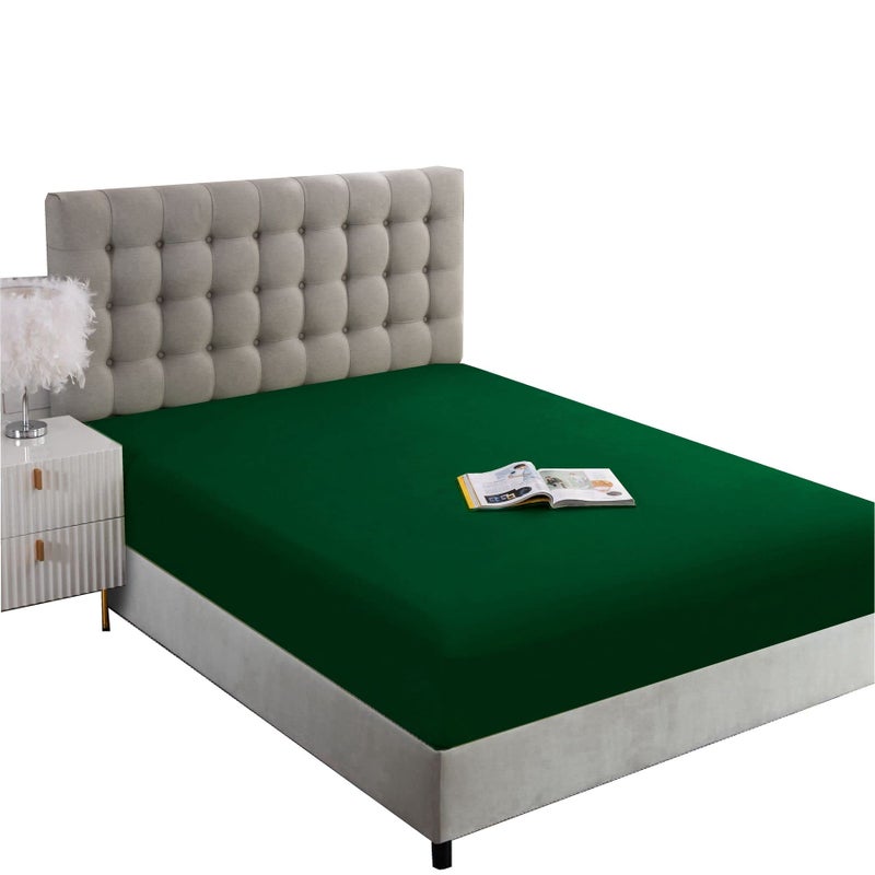 Ghooss Full Size Fitted Sheet-Single Fitted Deep Pocket Sheet up to 14 Inch-Wrinkle-Fade-Stain Resistant-1 Pack(Forest Green Full) - Image 1