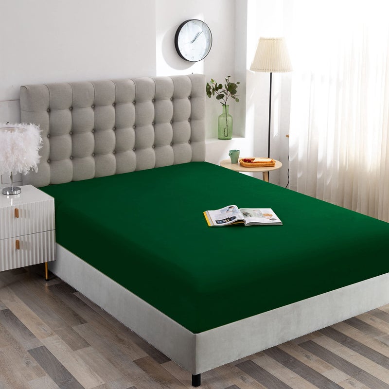Ghooss Full Size Fitted Sheet-Single Fitted Deep Pocket Sheet up to 14 Inch-Wrinkle-Fade-Stain Resistant-1 Pack(Forest Green Full) - Image 2