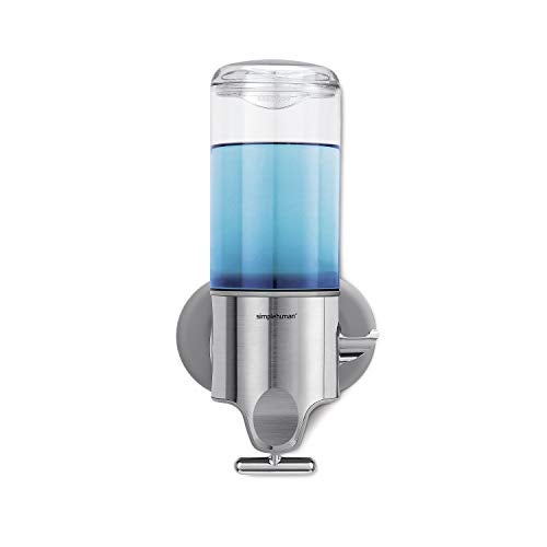simplehuman Wall Mount Pumps, Single 15 fl. oz. Shampoo & Soap Dispenser, Stainless Steel - Image 1