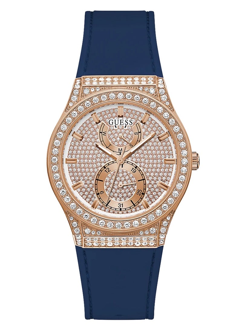 GUESS ساعة جيس برينسيس للنساء بإطار سيليكون أزرق GW0439L4 - Image 1