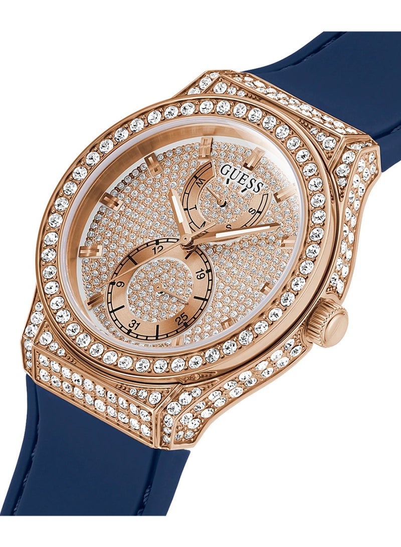 GUESS ساعة جيس برينسيس للنساء بإطار سيليكون أزرق GW0439L4 - Image 4