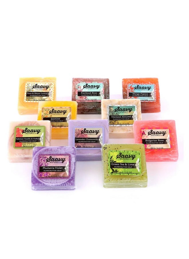 Saavy Naturals Saavy Naturals Organic Soap Bar Set, Scented Organic Hand Soap Bar, Body Wash and Natural Vegan Soap Gift Set, Square Shaped Artisan Natural Soap Bar, 1.2 Oz, 10 Pack. Made in the USA  - Image 1