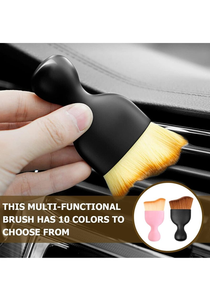 2-Pack Brown Car Detailing Brushes with Dust Covers, Soft for Interior, Scratch-Free, Curved for Dirt Collection. - Image 5