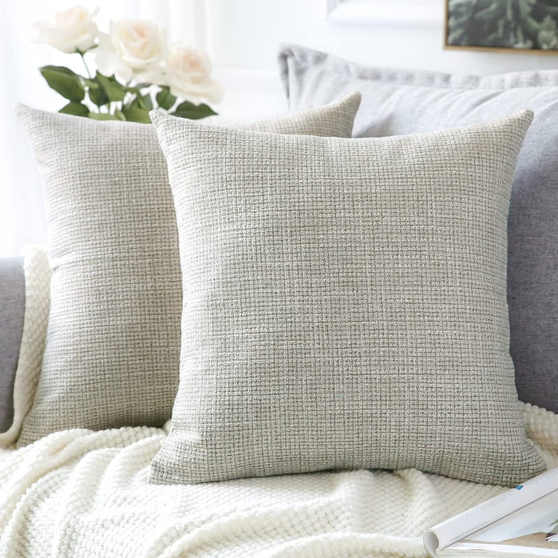 Artscope Cushion Covers Set of 2 Linen Decorative Square Pillowcases Pillow Covers 40x40cm for Home Decor Sofa Bedroom Car Khaki 16x16