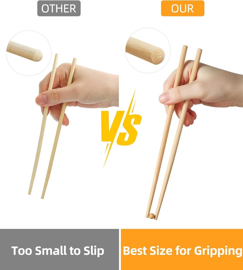 LOROTOCO 200Pairs Bamboo Chopsticks Disposable | Individually Wrapped | Bulk | Separated | Round | Premium Quality-（9.45in) - Image 3
