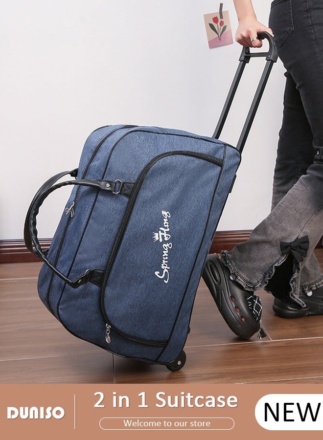 DUNISO 2 in 1 Suitcase for Men and Women, Large Capacity Hand Luggage Bag with Adjustable Pull Rod Portable Trolley Luggage Bag Travel Duffel Bag Multi-pocket Trolley Carry on Bag for Business Travel - Image 1