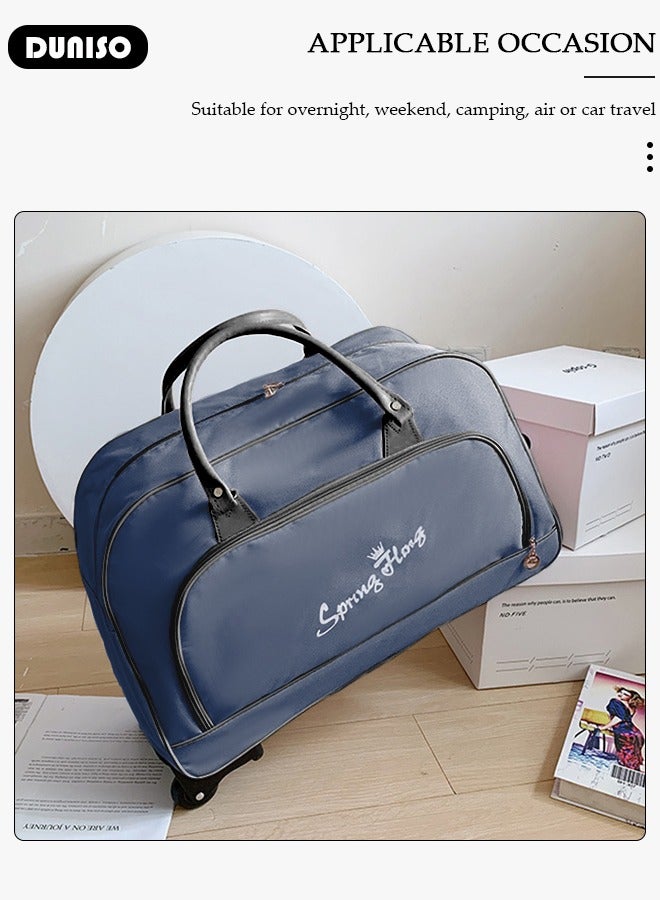 DUNISO 2 in 1 Suitcase for Men and Women, Large Capacity Hand Luggage Bag with Adjustable Pull Rod Portable Trolley Luggage Bag Travel Duffel Bag Multi-pocket Trolley Carry on Bag for Business Travel - Image 3