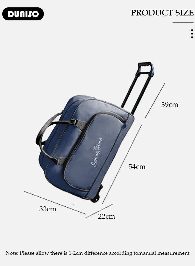DUNISO 2 in 1 Suitcase for Men and Women, Large Capacity Hand Luggage Bag with Adjustable Pull Rod Portable Trolley Luggage Bag Travel Duffel Bag Multi-pocket Trolley Carry on Bag for Business Travel - Image 4