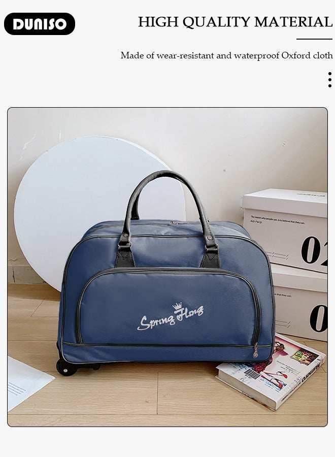 DUNISO 2 in 1 Suitcase for Men and Women, Large Capacity Hand Luggage Bag with Adjustable Pull Rod Portable Trolley Luggage Bag Travel Duffel Bag Multi-pocket Trolley Carry on Bag for Business Travel - Image 5