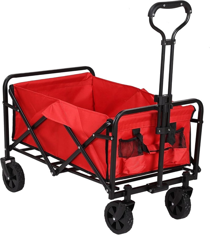 Procamp Collapsible Beach Trolley Wagon with Smooth Big Wheels - Available in Red and Blue - Image 2