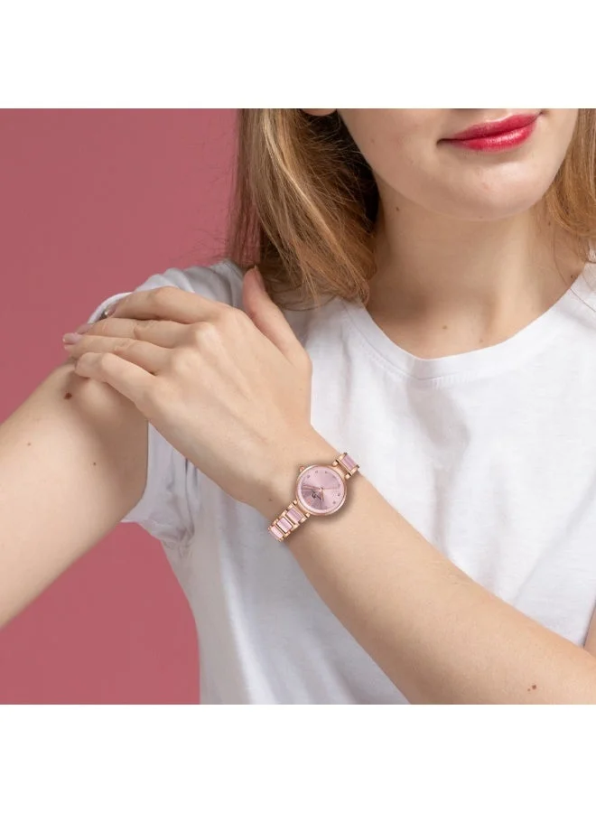 Kenneth Scott Pink Women's Alloy+Ceramic Analog Watch K22531-KCPK - 30 mm for Women | Best Price UAE
