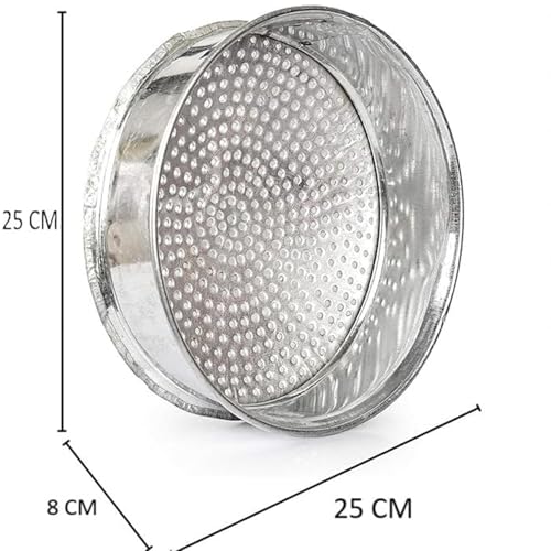 RBY Iron Strainer Sieve Chalni 10 Inch Heavy Duty Smooth Edge Chalna for Gehu Grain Rice Pulses Masala Spices Lentils Churma Food Grade Kitchen Strainer - Image 3