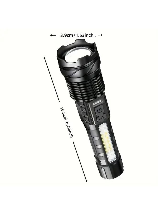 Black ABS Multi Mode Outdoor LED Flashlight Type C USB Charging Portable Lanyard - Image 5