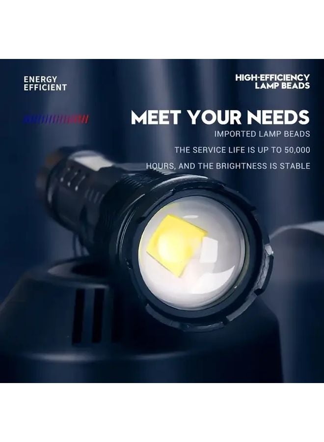 Black ABS Multi Mode Outdoor LED Flashlight Type C USB Charging Portable Lanyard - Image 4