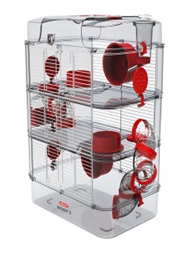 ZOLUX RODY 3 TRIO RODENT CAGE GRENADINE - RED 