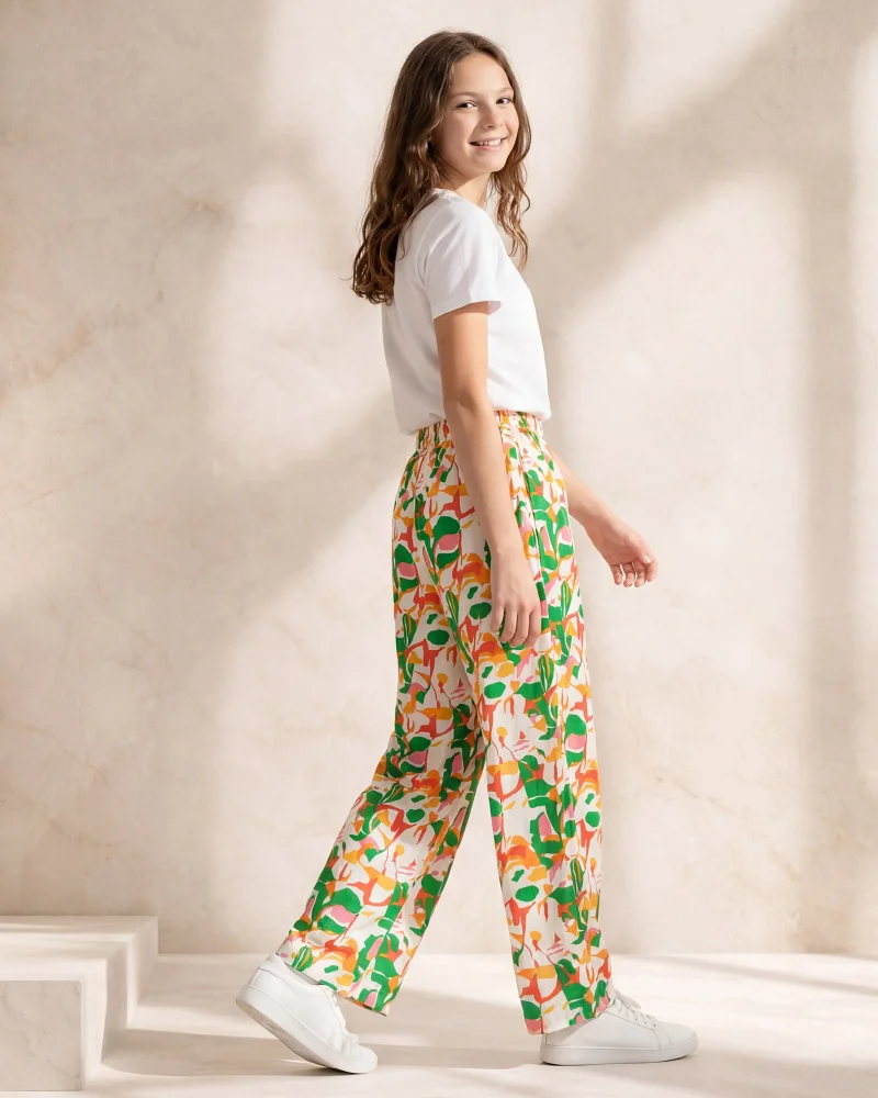 Redtag Senior Girls Multicolour Printed Wide Leg Trousers