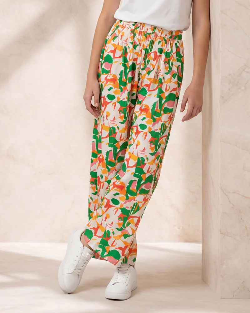 Redtag Senior Girls Multicolour Printed Wide Leg Trousers