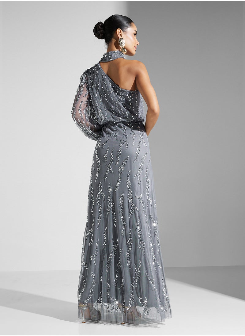 Amelia Rose Embellished Mesh Detailed Dress  - Image 2