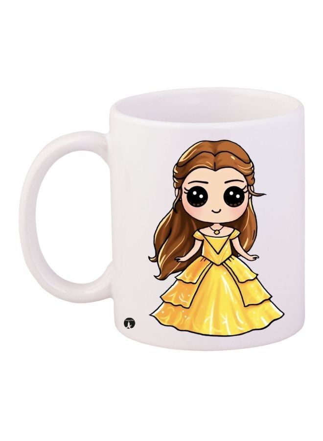 Princess Printed Coffee Mug White/Yellow/Brown 11ounce