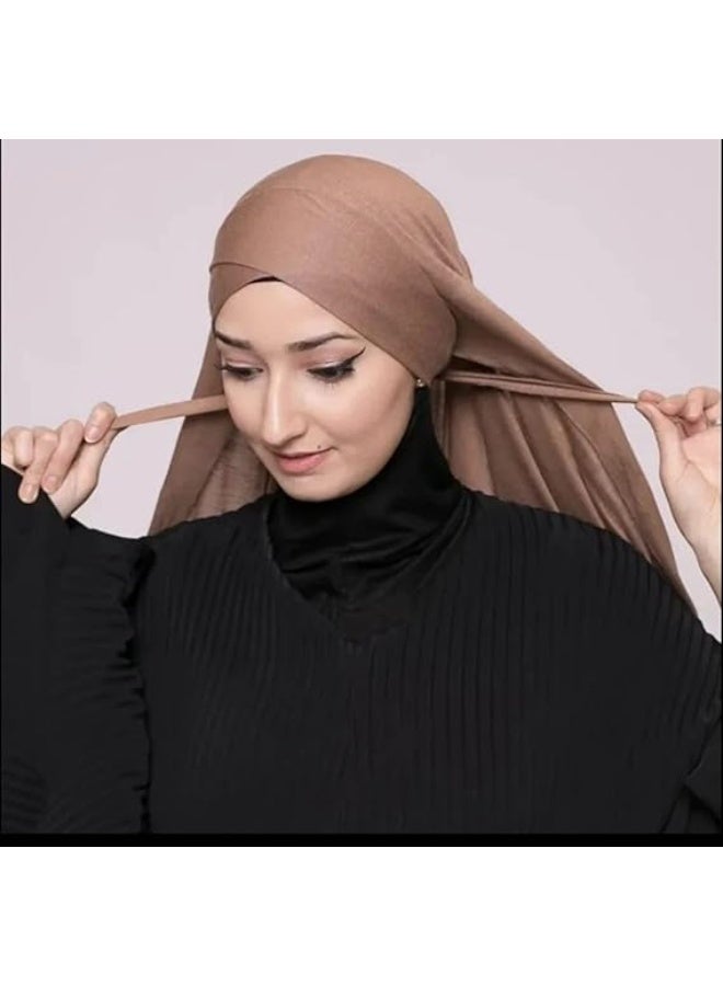 Latest Women's Cross, Tie Hijab Scarf, Islamic Head Cover, Comfortable Long Hijab - Image 2