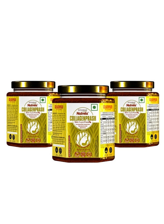 Nutrela Collagen Prash Supplement for Glowing & Younger Looking Skin - 400g | Patanjali Skin Super Food for Men & Women (Pack of 3) - Image 1
