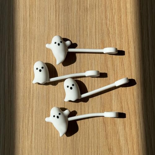 LUOLAO Cute Ghost Straw Covers Cap Compatible with Stanley Cup 30 40 oz, 4PCS Silicone Reusable Drinking Straw Topper, Funny Tumbler Accessories Halloween Decorations Gifts Boo Basket Items Essentials - Image 4
