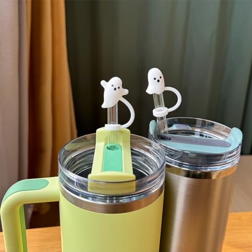 LUOLAO Cute Ghost Straw Covers Cap Compatible with Stanley Cup 30 40 oz, 4PCS Silicone Reusable Drinking Straw Topper, Funny Tumbler Accessories Halloween Decorations Gifts Boo Basket Items Essentials - Image 5
