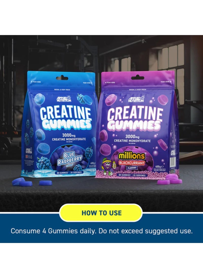 Applied Nutrition - Pure Creatine Gummies 20 Servings, 80 Gummies, Blue Raspberry - Image 1