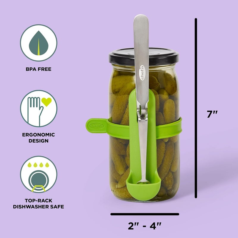 Chef'n Chef’n FridgeFork Pro Squeeze n’ Hold Condiment Fork – 2-in-1 Fork and Tongs with Integrated Storage Caddy – Mess-Free Tool for Pickles, Olives, and More – Ideal for Charcuterie and Snacking - Image 2
