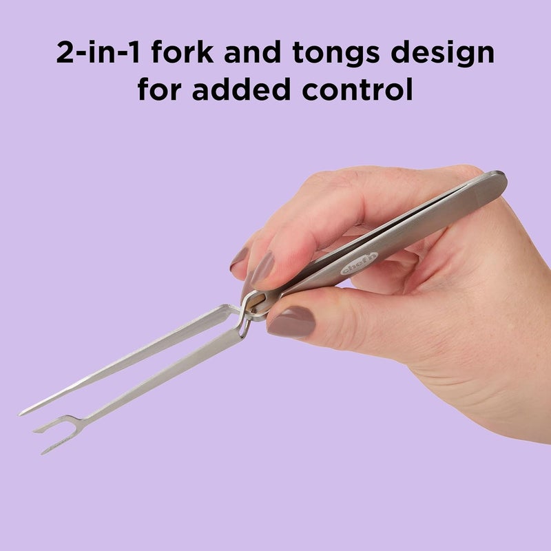 Chef'n Chef’n FridgeFork Pro Squeeze n’ Hold Condiment Fork – 2-in-1 Fork and Tongs with Integrated Storage Caddy – Mess-Free Tool for Pickles, Olives, and More – Ideal for Charcuterie and Snacking - Image 3