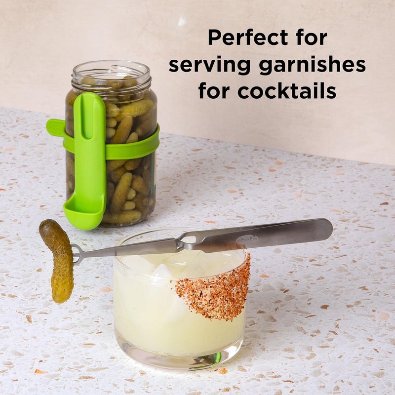 Chef'n Chef’n FridgeFork Pro Squeeze n’ Hold Condiment Fork – 2-in-1 Fork and Tongs with Integrated Storage Caddy – Mess-Free Tool for Pickles, Olives, and More – Ideal for Charcuterie and Snacking - Image 5