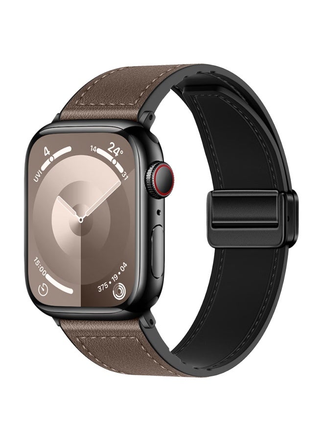 Bho Suitable For Apple Watch Band, Apple Watch S10/ultra Band, Genuine Leather Iwatch S9/8/7/6/5/4/se Genuine Leather Magnetic Buckle Watch Band - Image 1