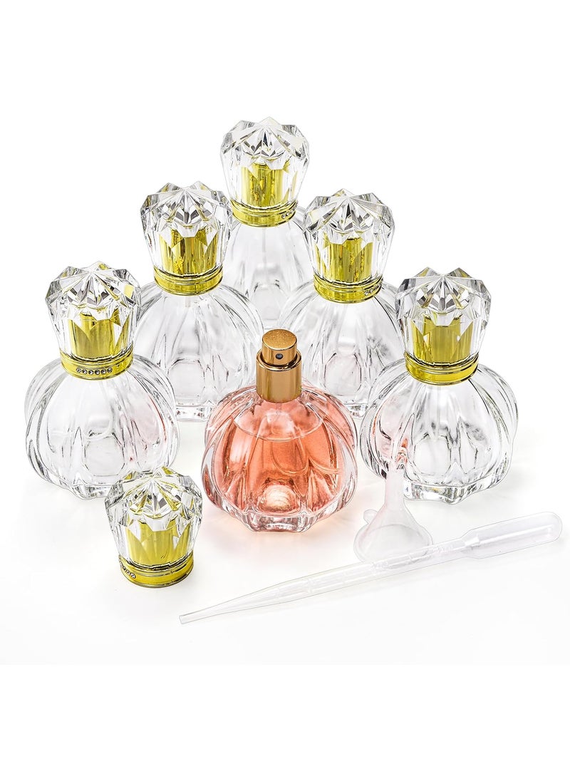 Foraineam Foraineam 6 Pack 50ML / 1.7oz Glass Spray Bottles Pumpkin Shape Refillable Fine Mist Spray Perfume Bottle, Empty Crystal Glass Fragrance Atomizer Bottle with Droppers and Funnels 