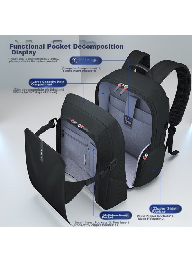 Swicky Men's Anti-theft Large Capacity Backpack For College Students, Casual Business Travel, 16-inch Laptop, Business Trip Shoulder Bag - Image 3